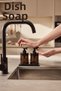 Black Stand-Up Dirty Hand Soap Dispenser Set - Amber Glass Soap Dispenser Set with Wrist Press - Liquid Soap and Dishwashing Detergent Dispenser - 4