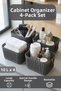 4-Piece Rectangular Bathroom and Kitchen Organizer with Leather Handles, Multi-Purpose Organizer, Anthracite