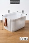 4-Piece Rectangular Bathroom and Kitchen Organizer with Leather Handles, Multi-Purpose Organizer, White - 3