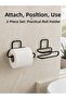 2-Piece Wall Adhesive Toilet Paper Holder Black Metal Practical Roll Holder -