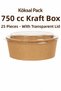 25 Pieces 750 Cc Kraft Cardboard Lid-Off Salad and Food Bowl