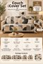 Multi-Purpose Modern Bohemian Velvet Sofa Cover, Sofa Bed Cover Set with Non-Slip Foam 3,3,1,1 - 5