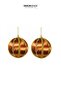 Christmas Tree Ball with Stripes and Stones, 2-Piece Set, Brown, 10 cm