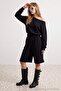 Black Relaxed/Casual Fit Asymmetric Collar Bermuda Stretch Knitted Bottom - Top Set Twoaw27Au00156