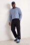 Plus Size Navy Blue Straight Cut Open Leg Label Sweatpants Tmnaw27Aj00008 - 2