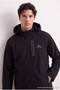 Black Water Repellent Hooded Fleece-Lined Regular Fit Men's Coat Tmnaw27Mo00004