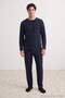 Navy Blue Regular Striped Homewear Pajama Set Tmnaw27Pt00058