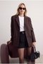 Dark Brown Suede Oversize Blazer Jacket Twoaw27Bc00007 - 2