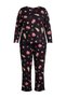 Black Food Patterned Knitted Large Size Pajamas Set Tbbaw27Ai00060 - 4