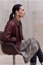 Brown Regular Fit Elastic Waist Faux Leather Jacket Coat Twoaw27Mo00023 - 3