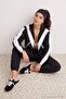 Black Color Block Parachute Fabric Knitted Sports Bottom - Top Set Thmaw27Au00003 - 4
