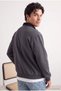 Anthracite Oversize High-Neck Zippered Fleece Lined/Warm Embroidered Sweatshirt Tmnaw25Sw00081 - 4