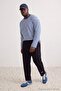 Plus Size Navy Blue Straight Cut Open Leg Label Sweatpants Tmnaw27Aj00008 - 4