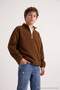Brown Boy's Plain Knitted Fleece Jacket Tkdaw27Sw00065 - 3