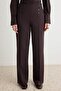 Koyu Kahverengi Kemer Detaylı Wide Leg/Geniş Paça Kumaş Pantolon TWOAW27PL00069 - 3