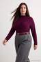Plum Sandy Shirred Detailed Long Sleeve Knitted Plus Size Blouse Tbbaw26Af00104 - 4