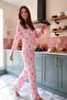 Pembe %100 Pamuklu Biyeli Kruvasan Desenli Örme Pijama Takımı THMAW27PT00100 - 3