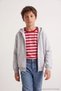 Gray Melange Boy's Plain Knitted Hooded Sweatshirt Tkdaw27Sw00021 - 3