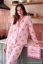 Pembe %100 Pamuklu Biyeli Kruvasan Desenli Örme Pijama Takımı THMAW27PT00100 - 4