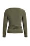 Khaki Boat Neck Draped Bodycon Stretch Knitted Blouse Tbbss26Af00125 - 4