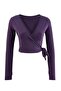 Purple Micro Tied Double Breasted Crop Knitted Sports Blouse/Bolero Thmss26Bz00002