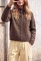 Wardrobe Essentials Brown Wool Soft Textured Oversize High Neck Knitwear Cardigan Twoaw27Hi00072 - 4