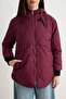 Burgundy Regular Fit Double-Sided Hooded Plush Quilted Inflatable Coat Twoaw24Mo00018 - 4