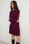 Burgundy Color Block Short / Mini Woven Garnished Polo Collar Knitwear Dress Twoaw27El00067