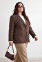 Özel Koleksiyon Vizon Cep Detaylı Ekoseli Oversize Blazer Ceket TBBAW27AG00009/ - 5