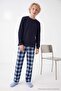 Navy Blue Boys' Textured Pajama Set Tkdaw27Pt00038 - 2