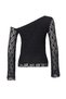 Siyah Dantel Asimetrik Yaka Fitted/Vücuda Oturan Örme Bluz TWOAW26BZ00036 - 4