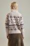 Stone Ethnic Patterned High-Neck Knitwear Cardigan Twoaw27Hi00121 - 3