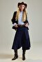 Dark Blue Layered Midi Denim Skirt Twoaw27Et00006