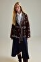 Brown Oversize Shawl Collar Ethnic Patterned Belted Knitwear Cardigan Twoaw27Hi00125 - 2