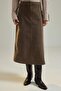 Dark Beige Slim Corduroy Midi Skirt Twoaw27Et00079 - 2
