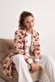 Ecru-Burgundy Ribbon Winter Wellsoft Knitted Dressing Gown Thmaw27Sb00008 - 2