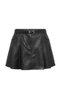 Black Belted Mini Leather Skirt with Shorts Inside Twoaw27Et00134
