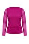 Plum Asymmetric Collar Long Sleeve Tulle Knitted Plus Size Blouse Tbbaw27Af00067