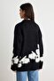 Black Floral Embroidered Thick Oversize Knitwear Sweater Twoaw27Kz00297 - 5