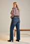 Koyu Mavi Kahverengi Kemerli Az Esnek Normal Bel Bootcut Jeans TBBAW27CJ00037 - 2