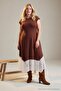 Brown Hem Lace Detailed A-Line Maxi Knitted Plus Size Dress Tbbaw27Ah00096 - 2