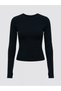 Women's 100% Cotton Basic Long Sleeve Blouse with Finger Detail - Black - 6
