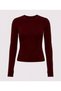 Women's 100% Cotton Basic Blouse with Finger Detail and Long Sleeves - Burgundy - 6