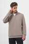 Men's Gray Zippered Bato Collar Sweatshirt - 2