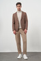Men's Brown Woven Slim Fit Mono Collar Jacket - 4