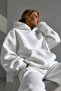 White Unisex Soft Fabric Oversize Fit Fleece Hooded Sweatshirt Hoodie - 2