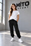 Straight Double Pocket Girl's Black Sweatpants