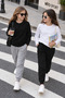 Plain Double Pocket Girls' Gray Sweatpants 2Pcs.. - 5