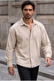 Corduroy Men's Velvet Shirt - Ecru - 2