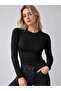 Women's Black 95% Cotton Crew Neck Sweat-Absorbent Breathable Long Sleeve Bodysuit - 2
